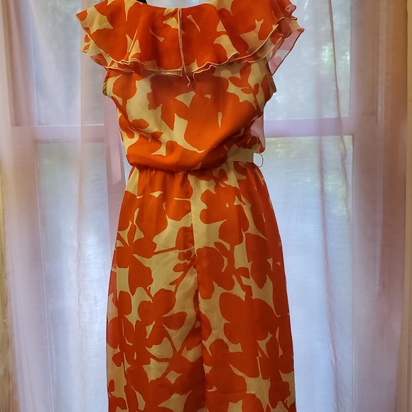 MSK Sundress. Orange & White Floral Pattern. - Picture 3 of 3